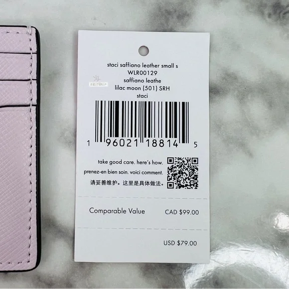 Kate Spade Staci Lilac Moon Saffiano Leather Slim Card Holder Wallet - Picture 4 of 4